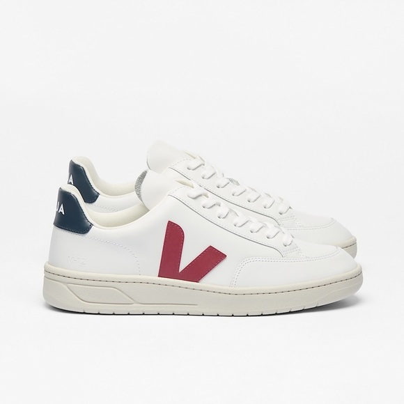VEJA V-12 Leather White Marsala Nautico Sneaker - Picture 3 of 14